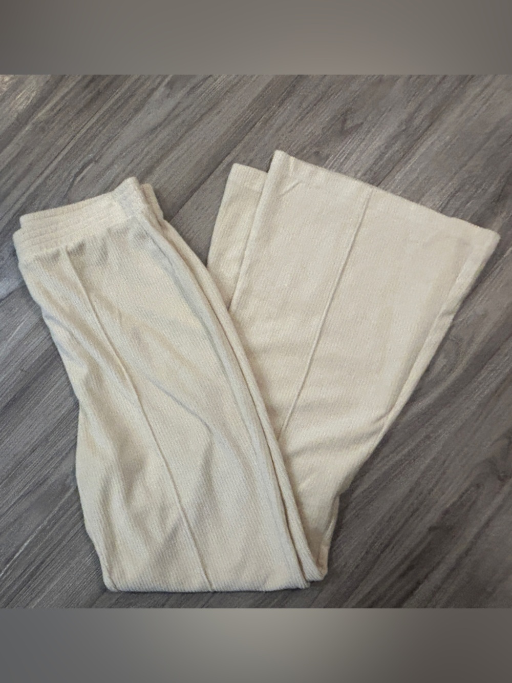 New! aerie Cream Ribbed Lounge Pants NWT knit loungewear flared bell bottom